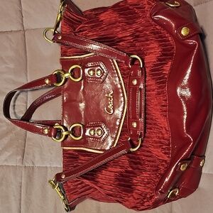 Coach Burgundy Shoulder Bag with Gold Accents